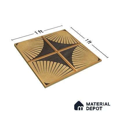 Metallic Wall & Floor Tile TL 07234 Golden Arc 1 ft x 1 ft Ceramic Matte Finish - 9 mm  | 2 mm Spacer is Mandatory | Suitable For Bathroom, Kitchen, Dining Area | Please Expect a Slight Variation of Pattern (Sample)